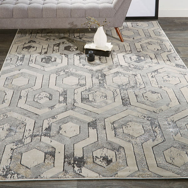 HomeRoots 4' Transform Your Space with a Gray Taupe and Silver Abstract Area Rug for Modern Elegance 12' X 15' 511490