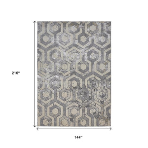 HomeRoots 4' Transform Your Space with a Gray Taupe and Silver Abstract Area Rug for Modern Elegance 12' X 18' 511491