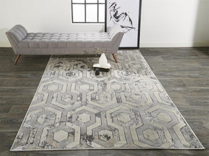 HomeRoots 4' Transform Your Space with a Gray Taupe and Silver Abstract Area Rug for Modern Elegance 12' X 18' 511491