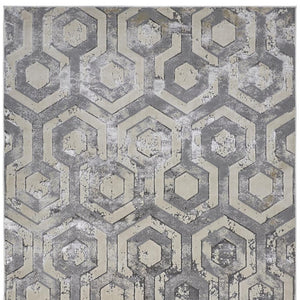 HomeRoots 4' Transform Your Space with a Gray Taupe and Silver Abstract Area Rug for Modern Elegance 13' X 20' 511492