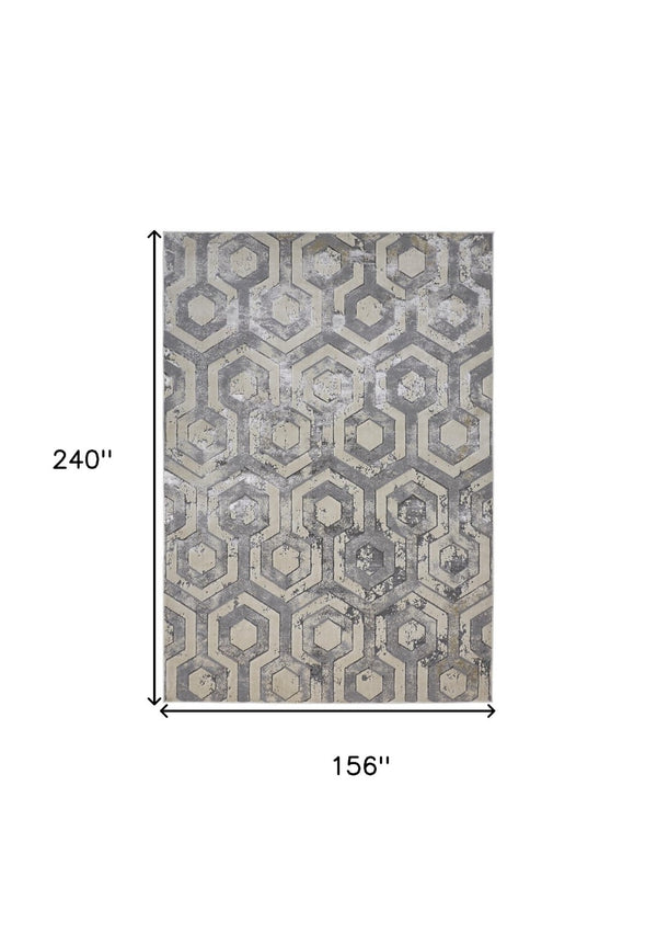 HomeRoots 4' Transform Your Space with a Gray Taupe and Silver Abstract Area Rug for Modern Elegance 13' X 20' 511492