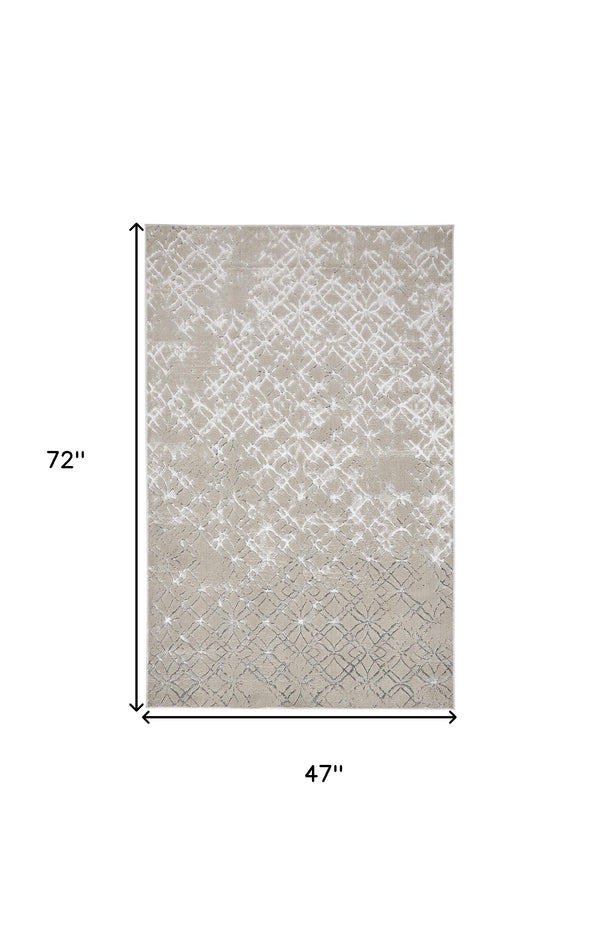 Homeroots 4' X 6' Silver And Gray Abstract Non Skid Area Rug  Polyester 511494