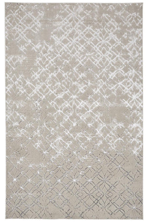 HomeRoots 4' Elegant Tan Silver Gray Quatrefoil Area Rug – Timeless Moroccan Design for Any Home Décor 4' X 6' 511494