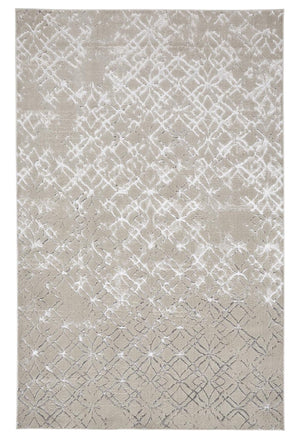 HomeRoots 4' Elegant Tan Silver Gray Quatrefoil Area Rug – Timeless Moroccan Design for Any Home Décor 8' X 10' 511496
