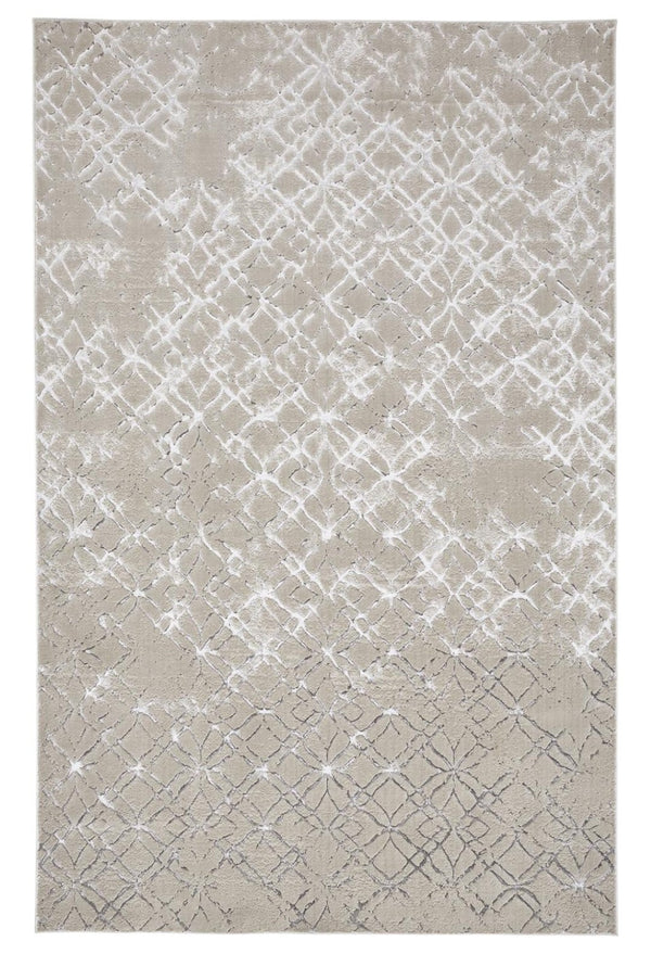 HomeRoots 4' Elegant Tan Silver Gray Quatrefoil Area Rug – Timeless Moroccan Design for Any Home Décor 8' X 10' 511496