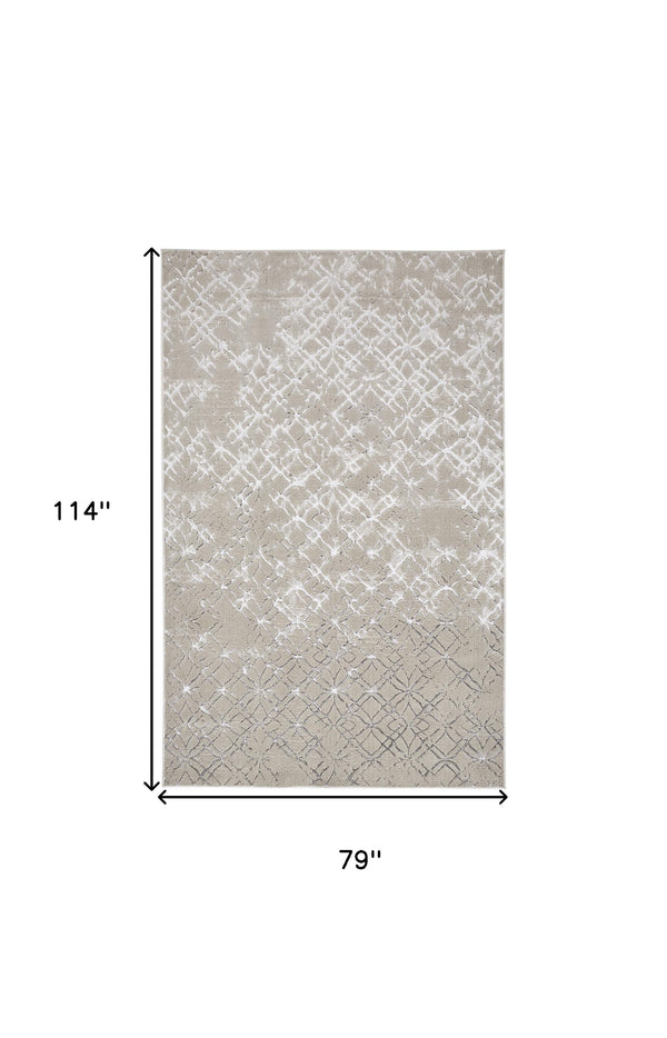 Homeroots 7' X 10' Silver And Gray Abstract Non Skid Area Rug  Polyester 511497