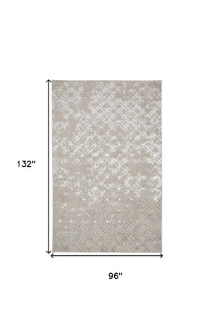 Homeroots 8' X 11' Silver Gray And White Abstract Stain Resistant Area Rug  Polyester 511499