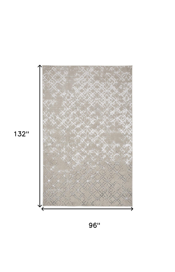 Homeroots 8' X 11' Silver Gray And White Abstract Stain Resistant Area Rug  Polyester 511499