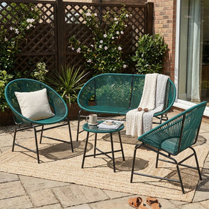 English Elm Nusa Outdoor 3 Piece Pe Rattan Chat Set with Iron Frame for Patio Balcony NUSA3PCSETTEL-N