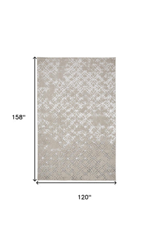 Homeroots 10' X 13' Silver Gray And White Abstract Stain Resistant Area Rug  Polyester 511500