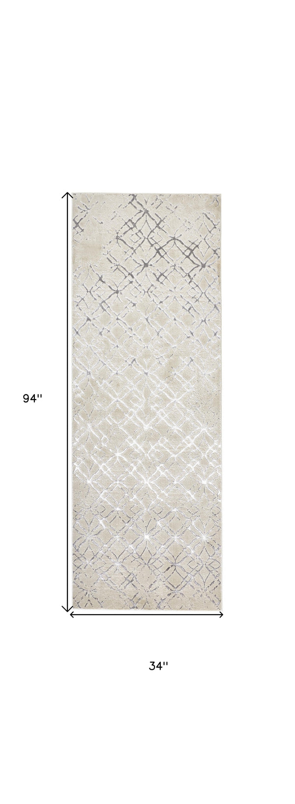 Homeroots 8' Silver Gray And White Abstract Stain Resistant Runner Rug  Polyester 511501