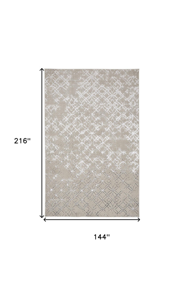 Homeroots 12' X 18' Silver Gray And White Abstract Area Rug  Polyester 511503