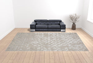 Homeroots 12' X 18' Silver Gray And White Abstract Area Rug  Polyester 511503