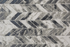 HomeRoots 4' Gray and Black Chevron Area Rug - Modern, Durable Design for Living Rooms and Cozy Spaces 7' X 10' 511509