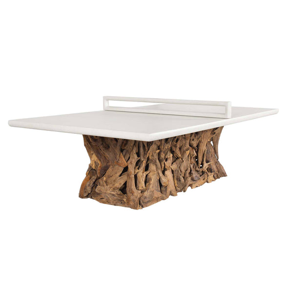 Uttermost Stonewood Teak Root Convertible Ping Pong Dining Table for Indoor Outdoor Use