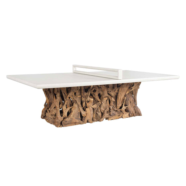 Uttermost Stonewood Teak Root Convertible Ping Pong Dining Table for Indoor Outdoor Use