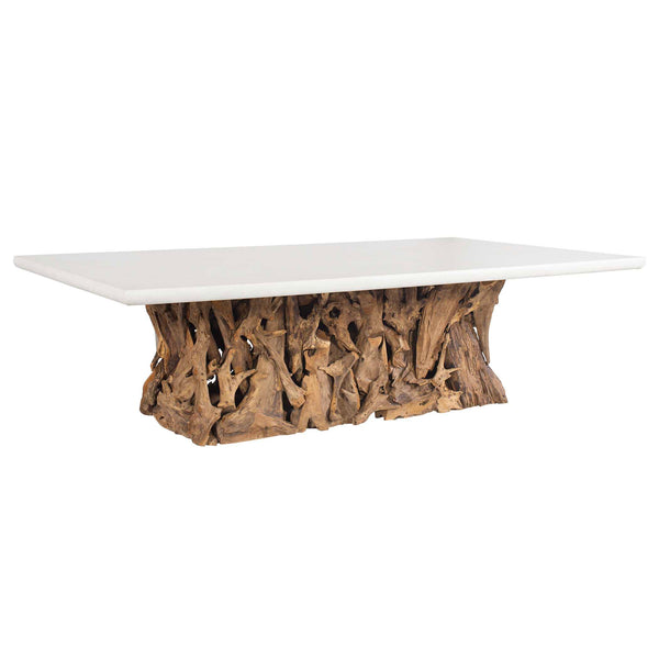 Uttermost Stonewood Teak Root Convertible Ping Pong Dining Table for Indoor Outdoor Use