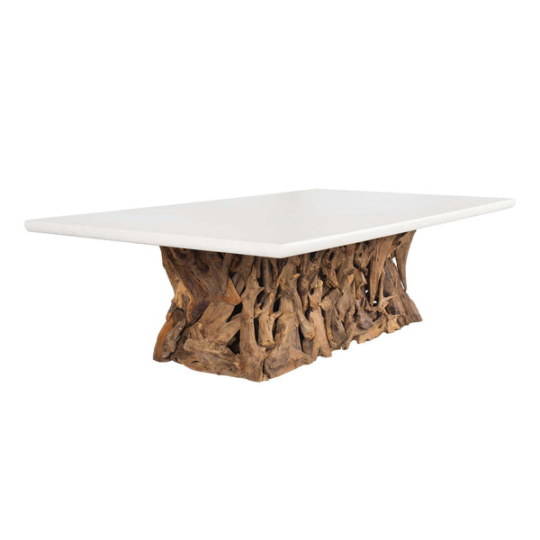 Uttermost Stonewood Teak Root Convertible Ping Pong Dining Table for Indoor Outdoor Use