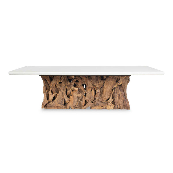 Uttermost Stonewood Teak Root Convertible Ping Pong Dining Table for Indoor Outdoor Use