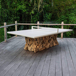 Uttermost Stonewood Teak Root Convertible Ping Pong Dining Table for Indoor Outdoor Use