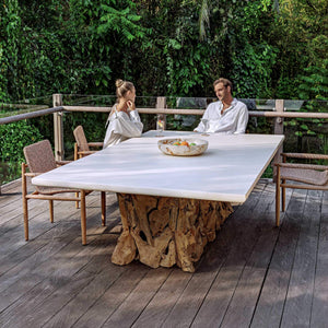 Uttermost Stonewood Teak Root Convertible Ping Pong Dining Table for Indoor Outdoor Use