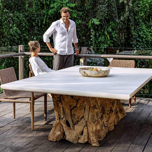 Uttermost Stonewood Teak Root Convertible Ping Pong Dining Table for Indoor Outdoor Use