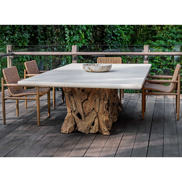Uttermost Stonewood Teak Root Convertible Ping Pong Dining Table for Indoor Outdoor Use