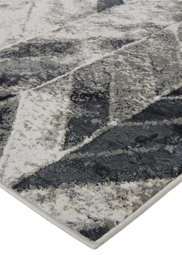 HomeRoots 4' Gray and Black Chevron Area Rug - Modern, Durable Design for Living Rooms and Cozy Spaces 10' X 13' 511512