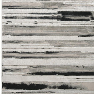 HomeRoots 4' Stylish Black and Silver Abstract Area Rug for Living Rooms, Bedrooms, and Home Offices - Non-Skid 5' X 8' 511519