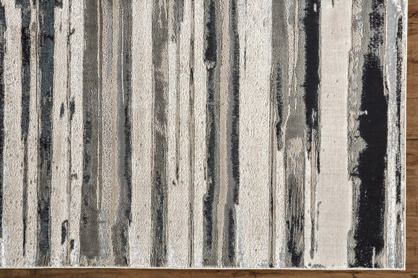 HomeRoots 4' Stylish Black and Silver Abstract Area Rug for Living Rooms, Bedrooms, and Home Offices - Non-Skid 5' X 8' 511519