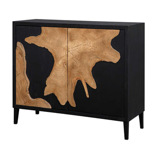 Uttermost Andrei Handcrafted Teak Root Slice Two Door Accent Cabinet Modern Rustic