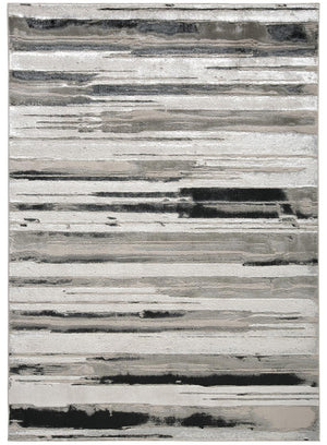 HomeRoots 4' Stylish Black and Silver Abstract Area Rug for Living Rooms, Bedrooms, and Home Offices - Non-Skid 10' X 13' 511524