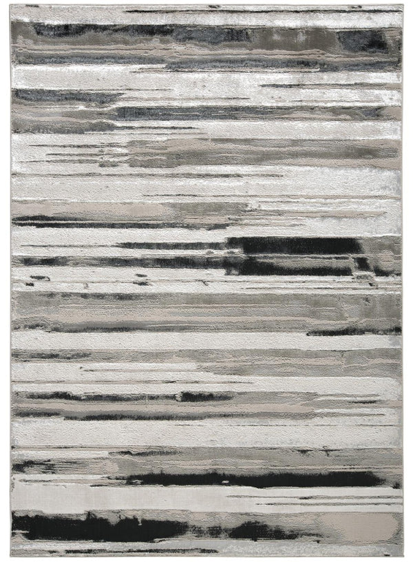 HomeRoots 4' Stylish Black and Silver Abstract Area Rug for Living Rooms, Bedrooms, and Home Offices - Non-Skid 10' X 13' 511524