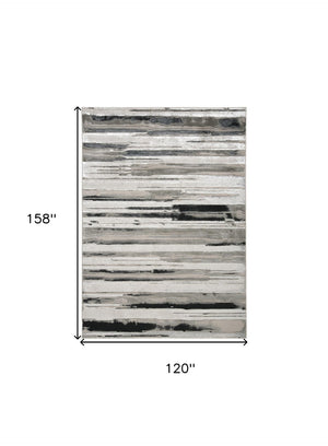 HomeRoots 4' Stylish Black and Silver Abstract Area Rug for Living Rooms, Bedrooms, and Home Offices - Non-Skid 10' X 13' 511524