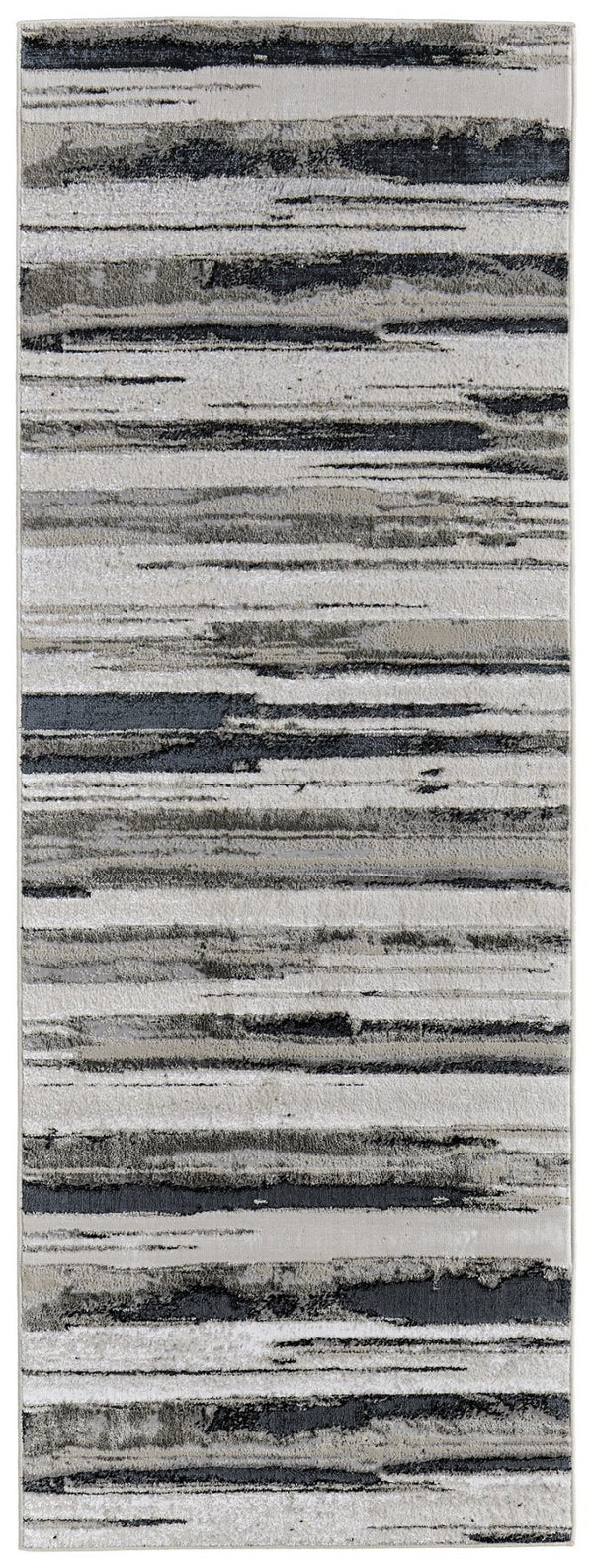 HomeRoots 4' Stylish Black and Silver Abstract Area Rug for Living Rooms, Bedrooms, and Home Offices - Non-Skid 8' Runner 511525