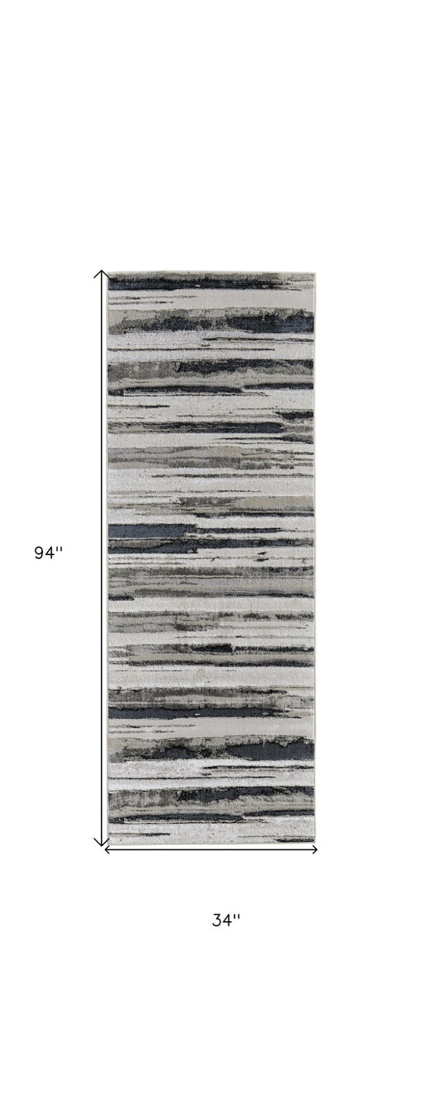 HomeRoots 4' Stylish Black and Silver Abstract Area Rug for Living Rooms, Bedrooms, and Home Offices - Non-Skid 8' Runner 511525