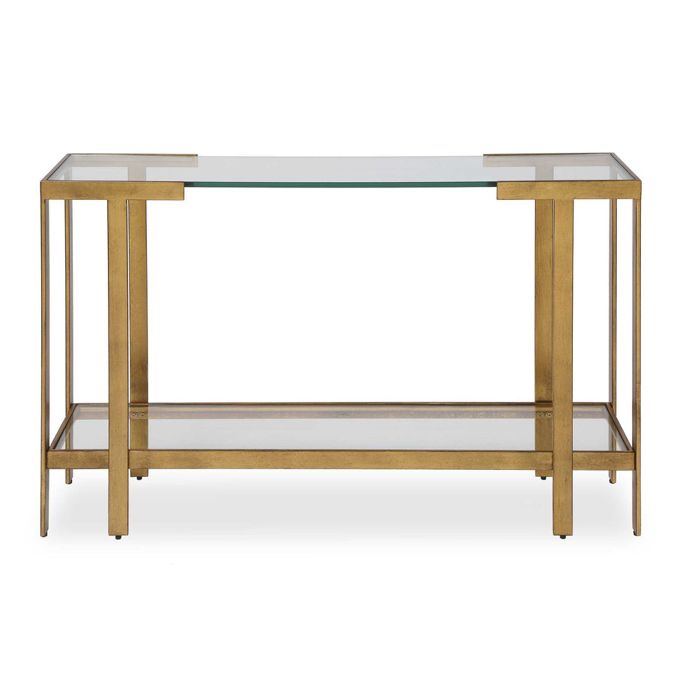 Uttermost Uttermost Kendrick Gold Leaf Metal Frame Glass Top Console for Entryway Glam Decor 51152
