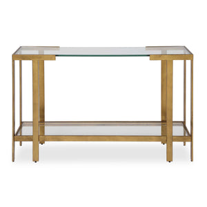 Uttermost Uttermost Kendrick Gold Leaf Metal Frame Glass Top Console for Entryway Glam Decor 51152