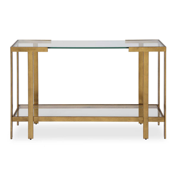 Uttermost Uttermost Kendrick Gold Leaf Metal Frame Glass Top Console for Entryway Glam Decor 51152