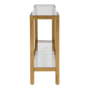 Uttermost Kendrick Gold Leaf Metal Frame Glass Top Console for Entryway Glam Decor