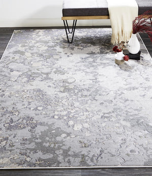 HomeRoots 4' Contemporary Silver Gray and White Abstract Area Rug - Elegant Design for Modern Spaces 4' X 6' 511530