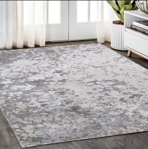 HomeRoots 4' Contemporary Silver Gray and White Abstract Area Rug - Elegant Design for Modern Spaces 5' X 8' 511531