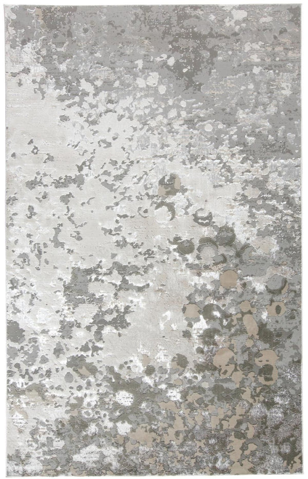 HomeRoots 4' Contemporary Silver Gray and White Abstract Area Rug - Elegant Design for Modern Spaces 8' X 10' 511532