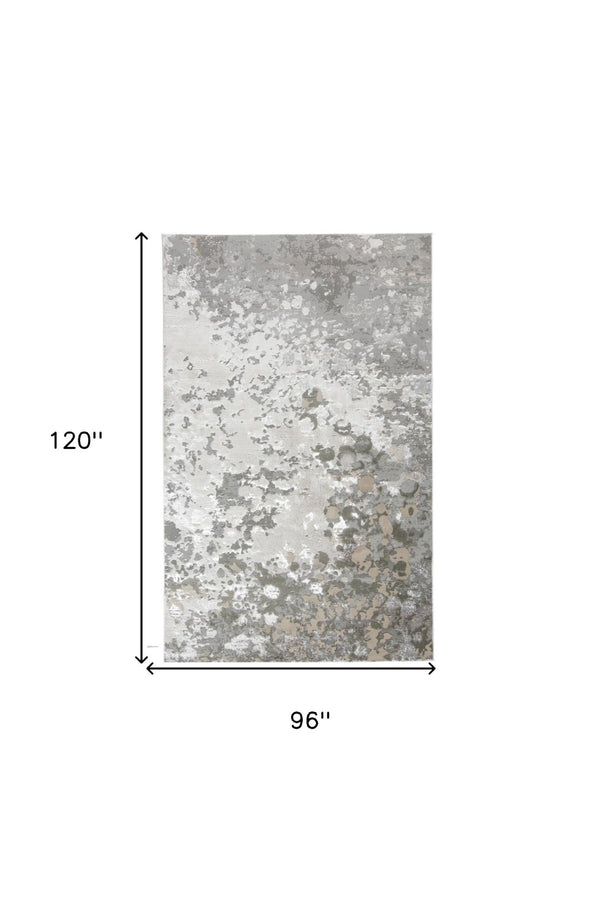 HomeRoots 4' Contemporary Silver Gray and White Abstract Area Rug - Elegant Design for Modern Spaces 8' X 10' 511532