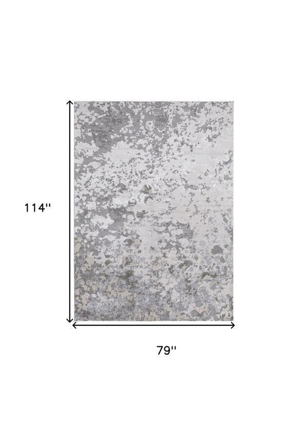 HomeRoots 4' Contemporary Silver Gray and White Abstract Area Rug - Elegant Design for Modern Spaces 7' X 10' 511533
