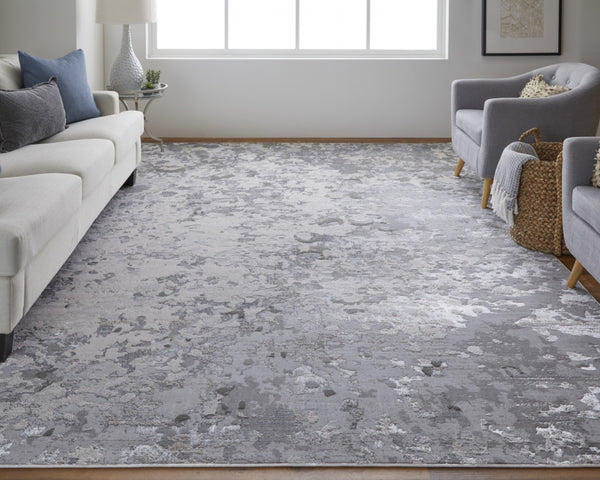 HomeRoots 4' Contemporary Silver Gray and White Abstract Area Rug - Elegant Design for Modern Spaces 9' X 12' 511534