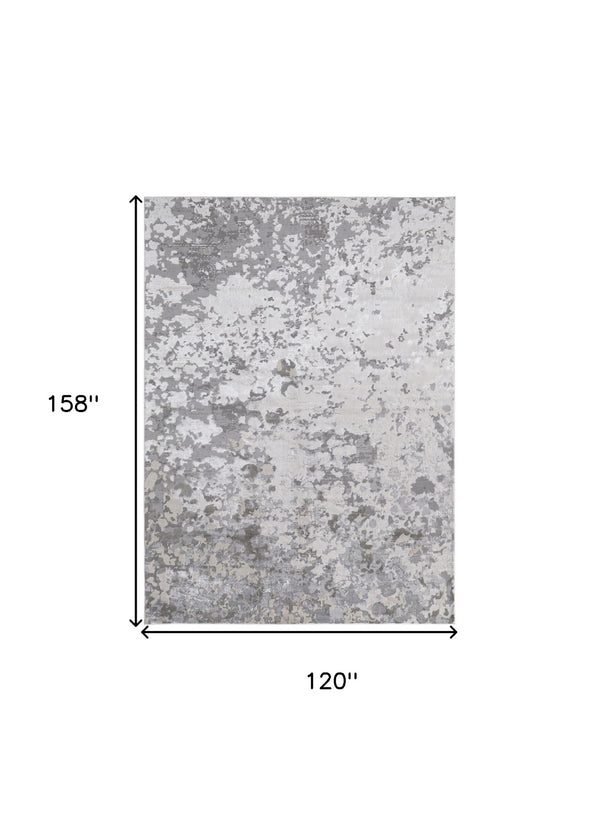 HomeRoots 4' Contemporary Silver Gray and White Abstract Area Rug - Elegant Design for Modern Spaces 10' X 13' 511536
