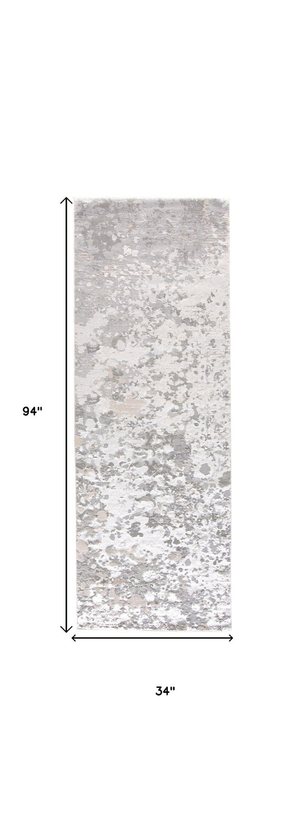 HomeRoots 4' Contemporary Silver Gray and White Abstract Area Rug - Elegant Design for Modern Spaces 8' Runner 511537