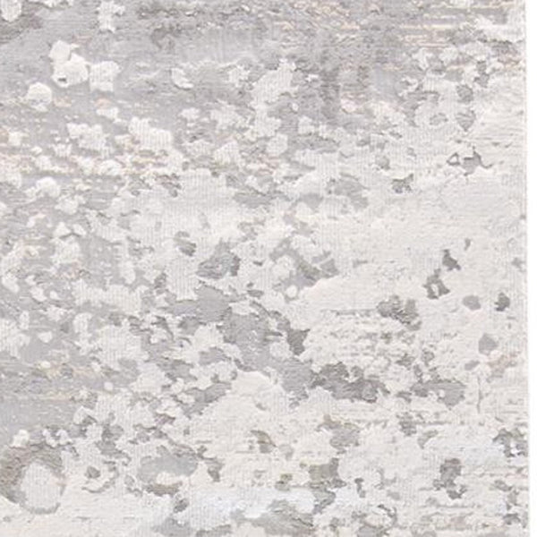 HomeRoots 4' Contemporary Silver Gray and White Abstract Area Rug - Elegant Design for Modern Spaces 8' Runner 511537