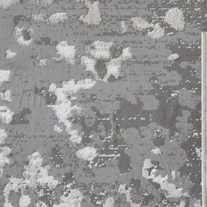 HomeRoots 4' Contemporary Silver Gray and White Abstract Area Rug - Elegant Design for Modern Spaces 12' X 18' 511539